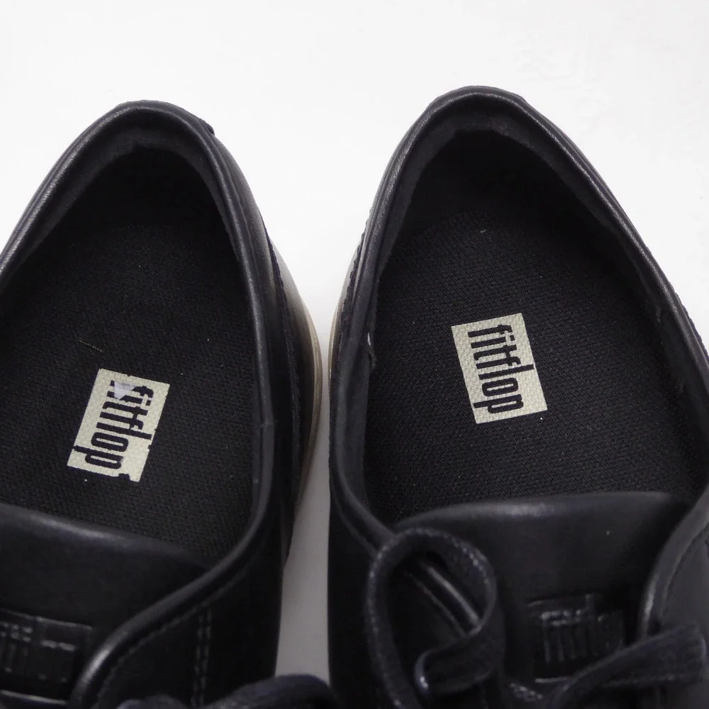 FitFlop Christophe Mens Sneakers Black Leather Lace Up N33-001 Size 12